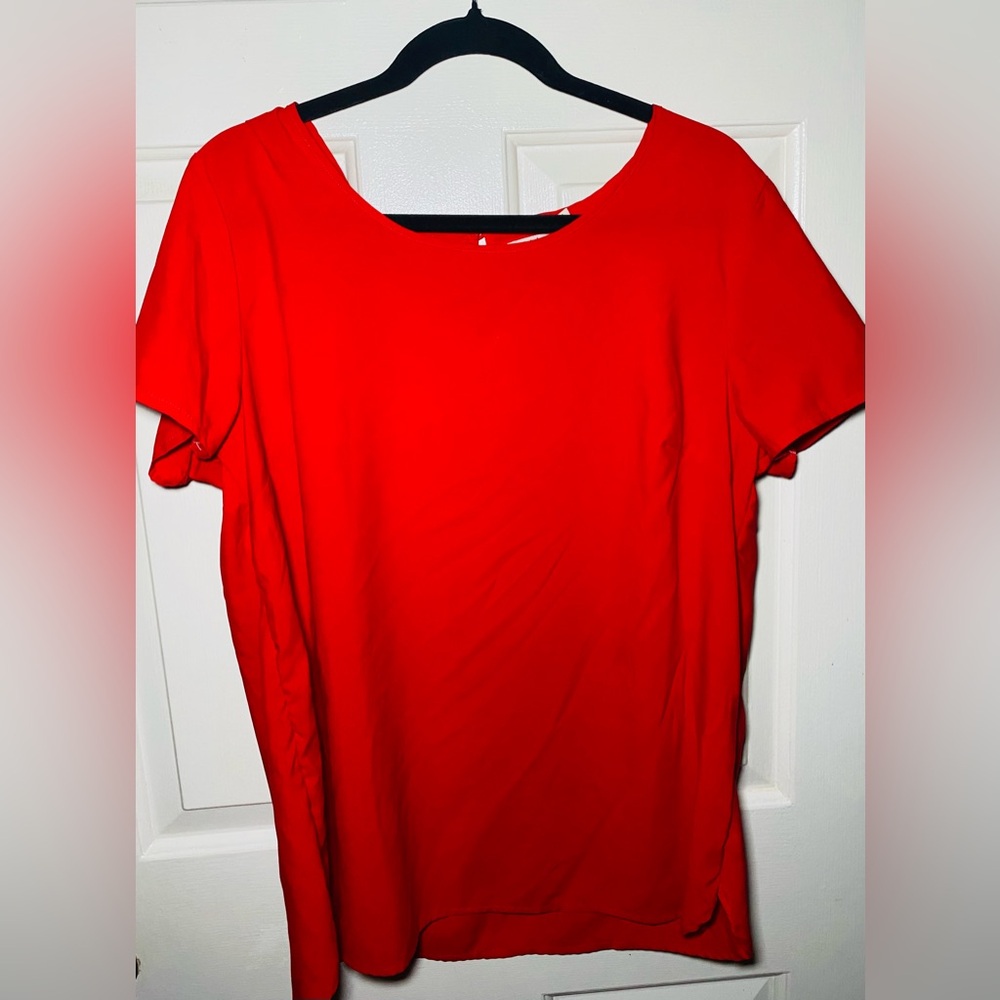 Faded Glory Rich Red Plus Size XXL XXLarge Womens 20 Blouse Top Shirt‎ Bright